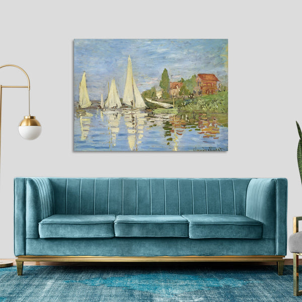 Quadro Stampa su Tela con Telaio in Legno Claude Monet - Regattas at Argenteuil