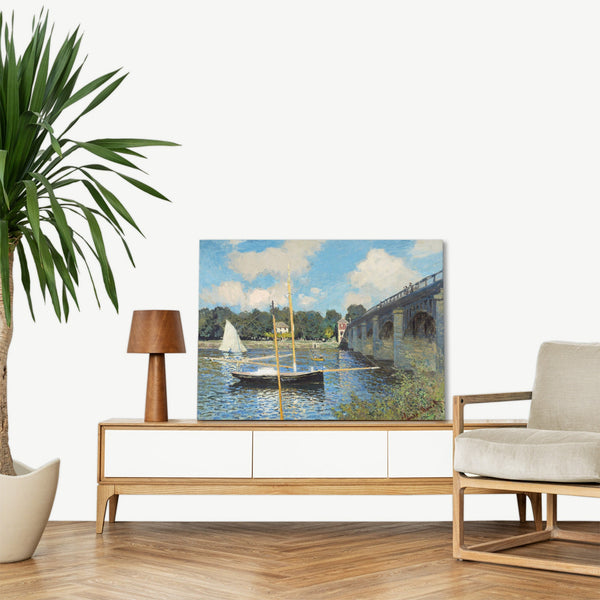 Quadro Stampa su Tela con Telaio in Legno Claude Monet - The Bridge at Argenteuil