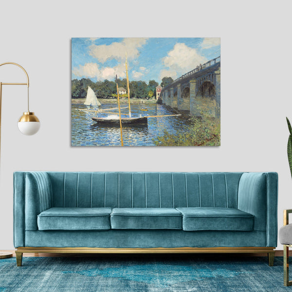 Quadro Stampa su Tela con Telaio in Legno Claude Monet - The Bridge at Argenteuil