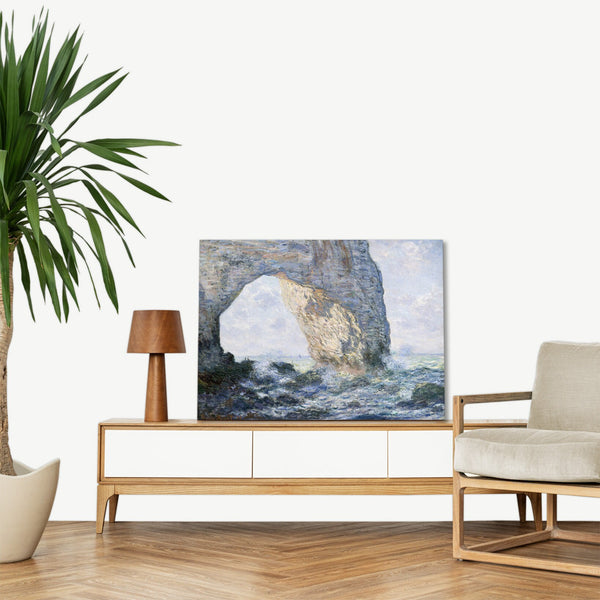Quadro Stampa su Tela con Telaio in Legno Claude Monet - The Cliffs at Étretat