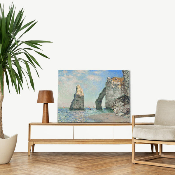 Quadro Stampa su Tela con Telaio in Legno Claude Monet - The Cliffs at Étretat