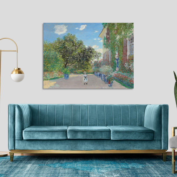 Quadro Stampa su Tela con Telaio in Legno Claude Monet - The Artist’s House at Argenteuil