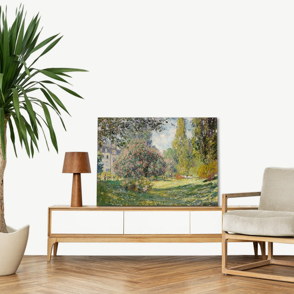 Quadro Stampa su Tela con Telaio in Legno Claude Monet - Landscape: The Parc Monceau