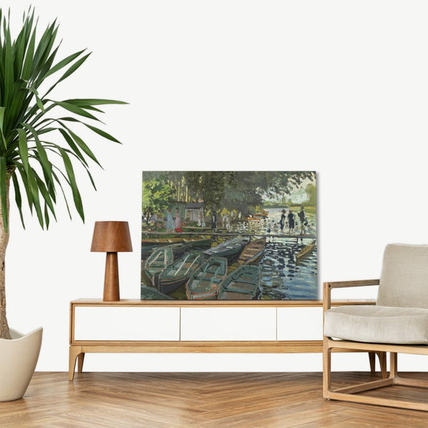 Quadro Stampa su Tela con Telaio in Legno Claude Monet - Bathers at La Grenouillère