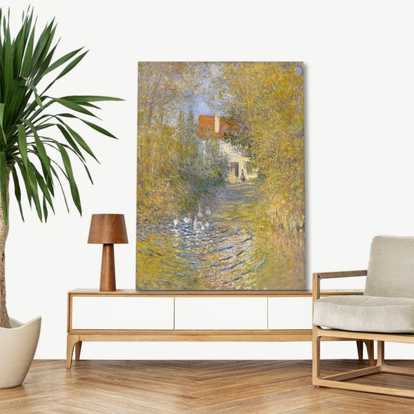 Quadro Stampa su Tela con Telaio in Legno Claude Monet - The Geese