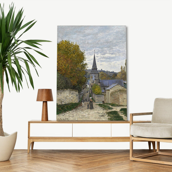 Quadro Stampa su Tela con Telaio in Legno Claude Monet - Street in Sainte-Adresse