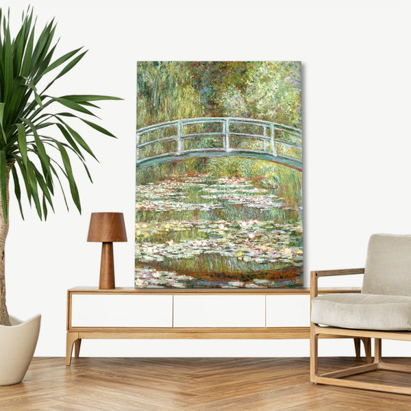 Quadro Stampa su Tela con Telaio in Legno Claude Monet - Bridge over a Pond of Water Lilies