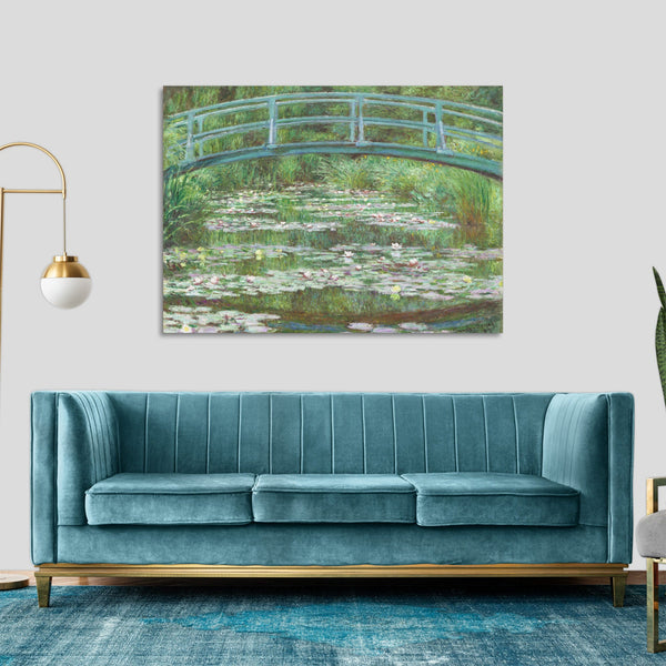 Quadro Stampa su Tela con Telaio in Legno Claude Monet - The Japanese Footbridge
