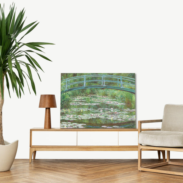 Quadro Stampa su Tela con Telaio in Legno Claude Monet - The Japanese Footbridge