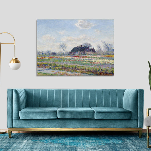 Quadro Stampa su Tela con Telaio in Legno Claude Monet - Tulip Fields at Sassenheim