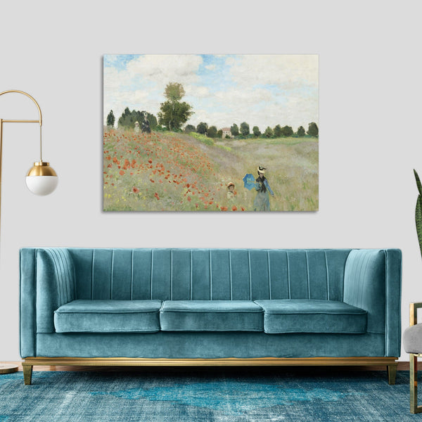 Quadro Stampa su Tela con Telaio in Legno Claude Monet - The Poppy Field near Argenteuil