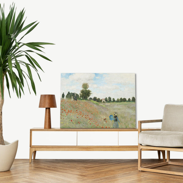 Quadro Stampa su Tela con Telaio in Legno Claude Monet - The Poppy Field near Argenteuil