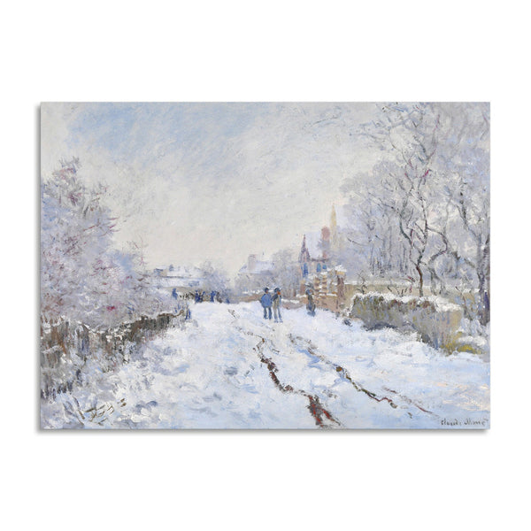 Quadro Stampa su Tela con Telaio in Legno Claude Monet - Snow at Argenteuil