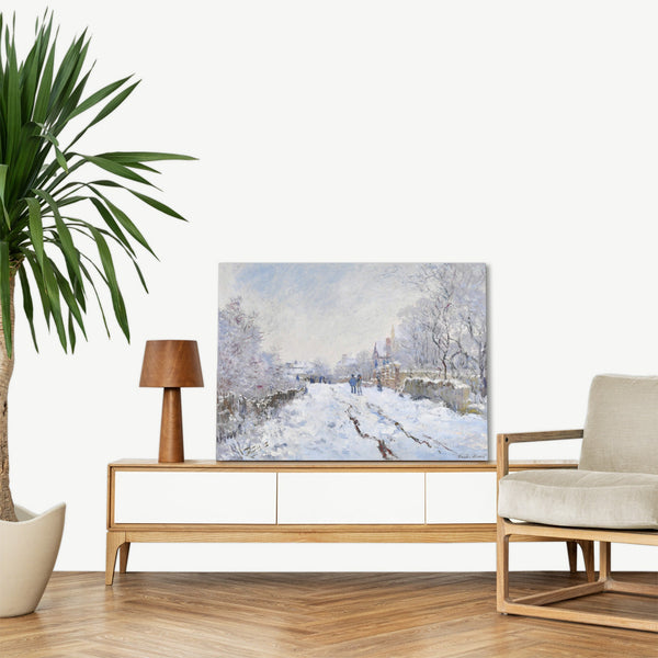 Quadro Stampa su Tela con Telaio in Legno Claude Monet - Snow at Argenteuil