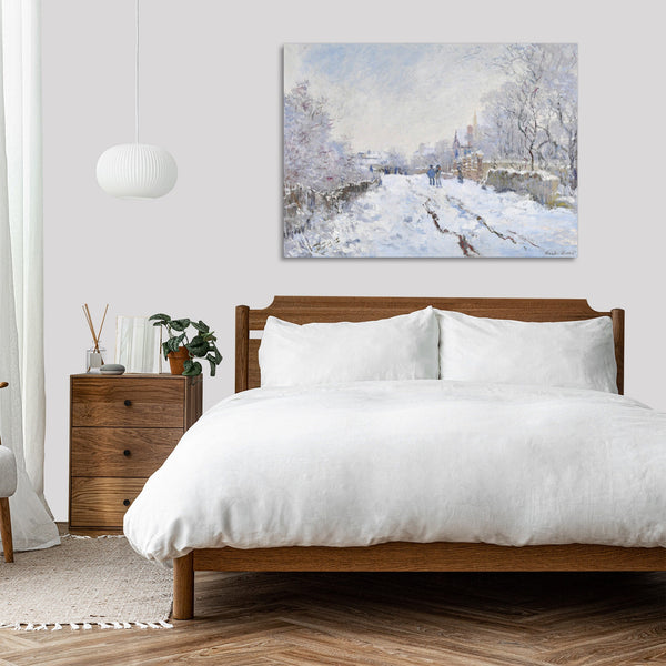 Quadro Stampa su Tela con Telaio in Legno Claude Monet - Snow at Argenteuil