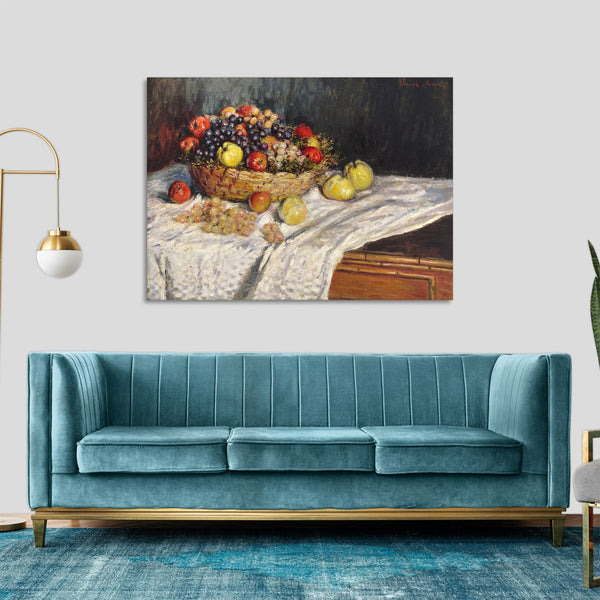 Quadro Stampa su Tela con Telaio in Legno Claude Monet - Apples and Grapes