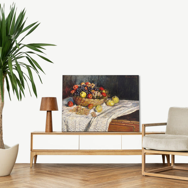 Quadro Stampa su Tela con Telaio in Legno Claude Monet - Apples and Grapes