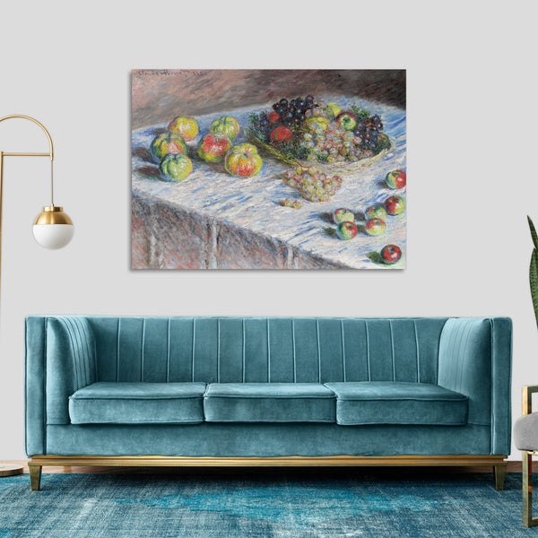 Quadro Stampa su Tela con Telaio in Legno Claude Monet - Apples and Grapes
