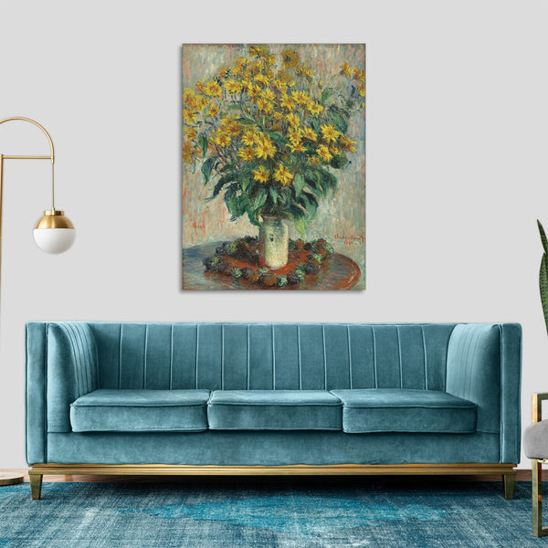 Quadro Stampa su Tela con Telaio in Legno Claude Monet - Chrysanthemums