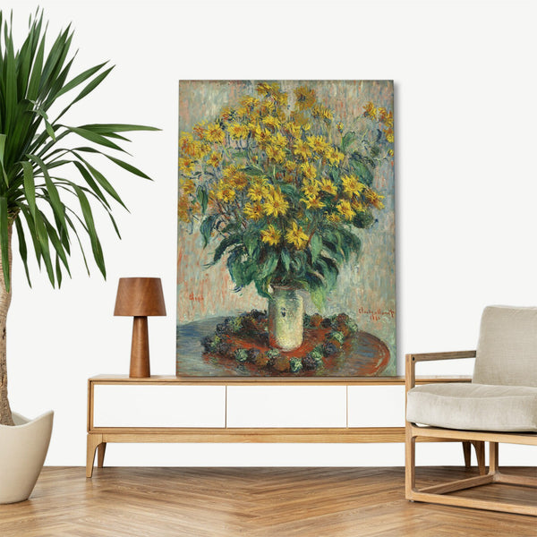 Quadro Stampa su Tela con Telaio in Legno Claude Monet - Chrysanthemums