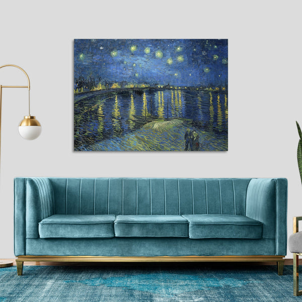 Quadro Stampa su Tela con Telaio in Legno Vincent van Gogh - Starry Night Over the Rhone