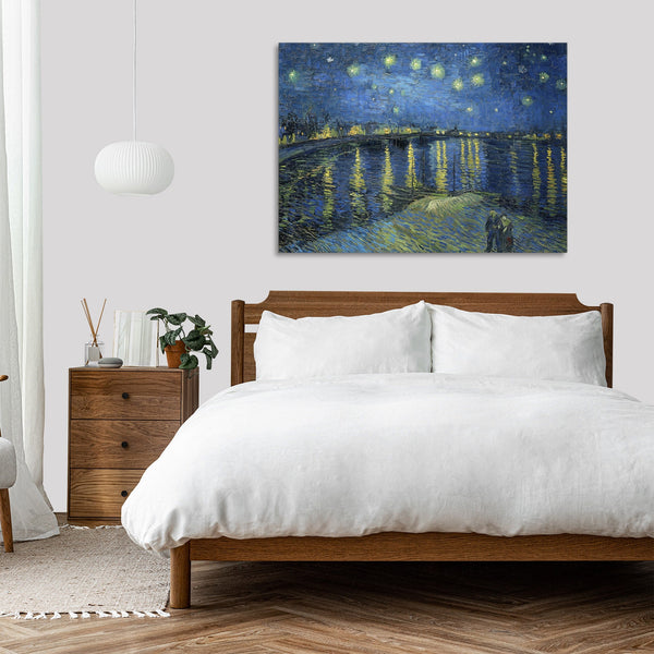 Quadro Stampa su Tela con Telaio in Legno Vincent van Gogh - Starry Night Over the Rhone