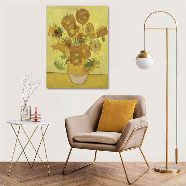 Quadro Stampa su Tela con Telaio in Legno Vincent van Gogh - Sunflowers