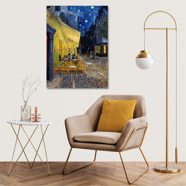 Quadro Stampa su Tela con Telaio in Legno Vincent van Gogh - Café Terrace at Night