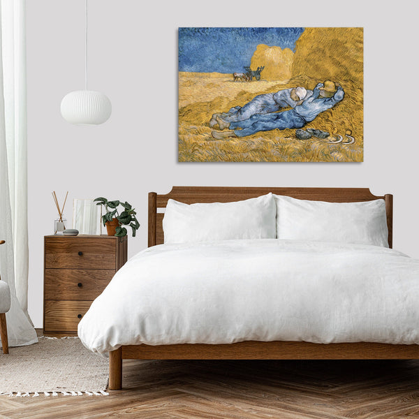 Quadro Stampa su Tela con Telaio in Legno Vincent van Gogh - The Siesta