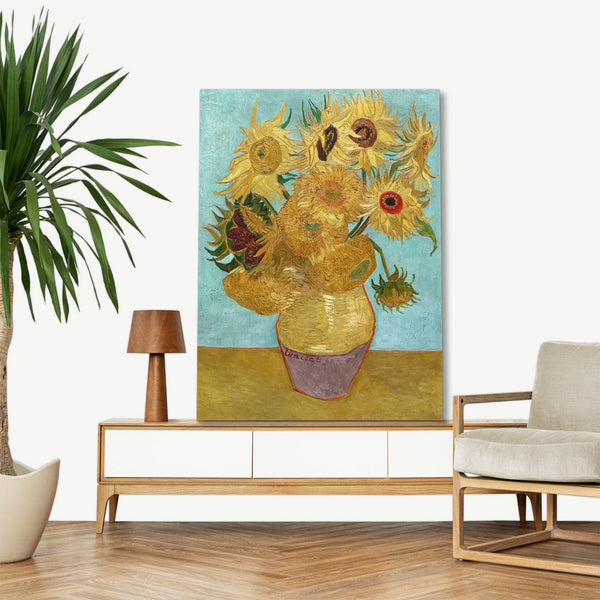 Quadro Stampa su Tela con Telaio in Legno Vincent van Gogh - Vase with Twelve Sunflowers