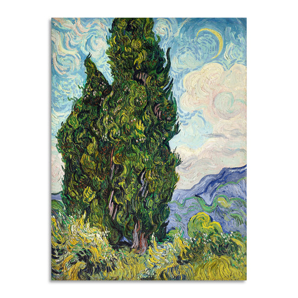 Quadro Stampa su Tela con Telaio in Legno Vincent van Gogh - Cypresses