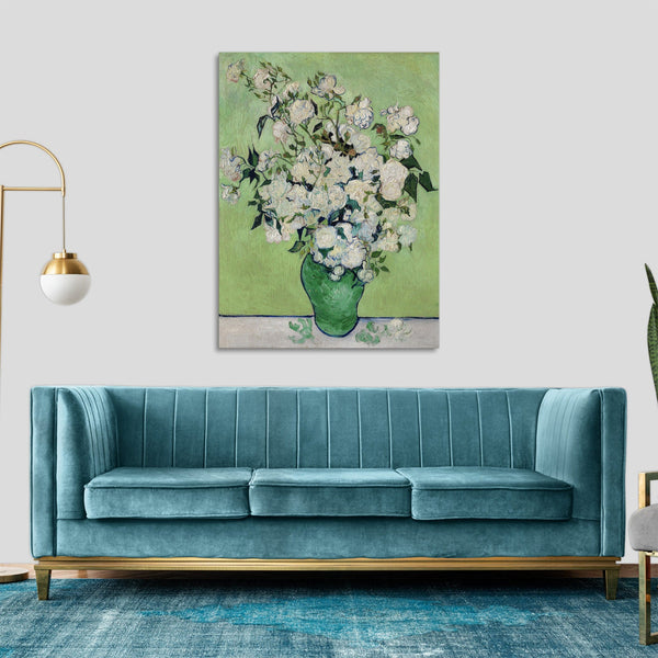 Quadro Stampa su Tela con Telaio in Legno Vincent van Gogh - Roses