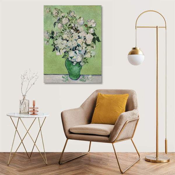 Quadro Stampa su Tela con Telaio in Legno Vincent van Gogh - Roses