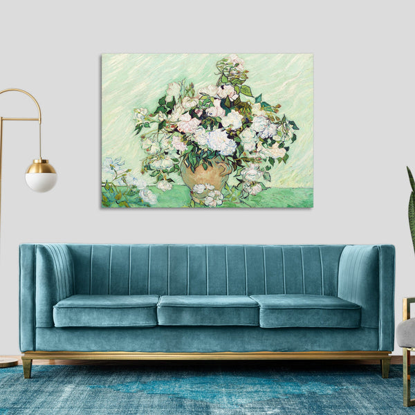 Quadro Stampa su Tela con Telaio in Legno Vincent van Gogh - Roses