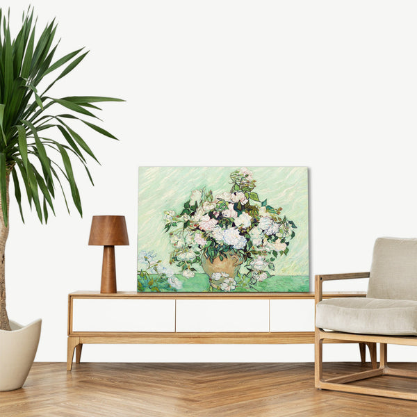 Quadro Stampa su Tela con Telaio in Legno Vincent van Gogh - Roses
