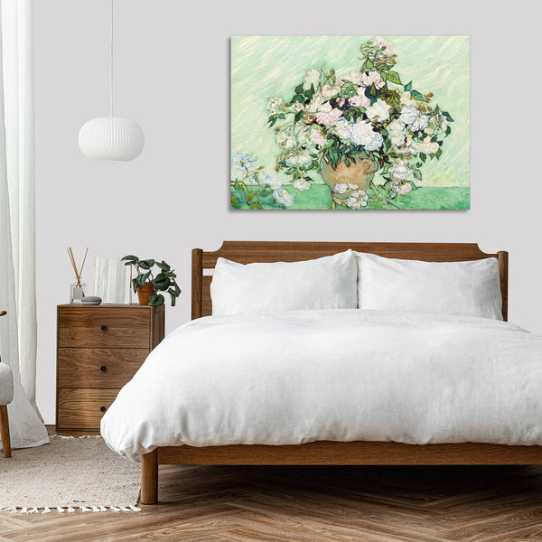 Quadro Stampa su Tela con Telaio in Legno Vincent van Gogh - Roses