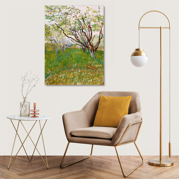 Quadro Stampa su Tela con Telaio in Legno Vincent van Gogh - The Flowering Orchard
