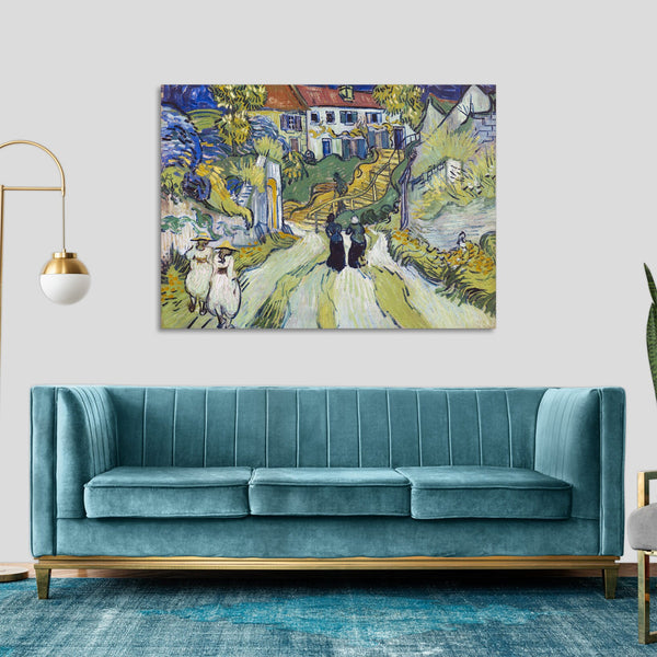 Quadro Stampa su Tela con Telaio in Legno Vincent van Gogh - Stairway at Auvers
