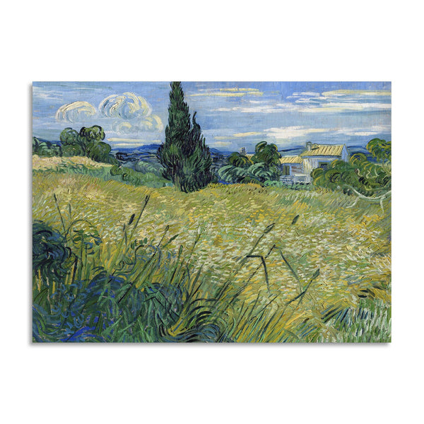 Quadro Stampa su Tela con Telaio in Legno Vincent van Gogh - Green Wheat Field with Cypress