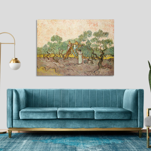 Quadro Stampa su Tela con Telaio in Legno Vincent van Gogh - The Olive Orchard
