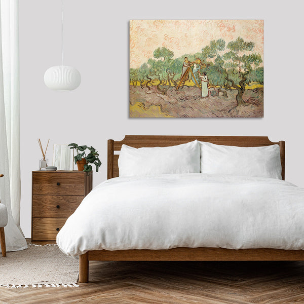 Quadro Stampa su Tela con Telaio in Legno Vincent van Gogh - The Olive Orchard