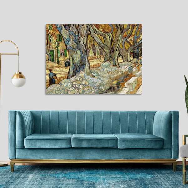 Quadro Stampa su Tela con Telaio in Legno Vincent van Gogh - The Large Plane Trees