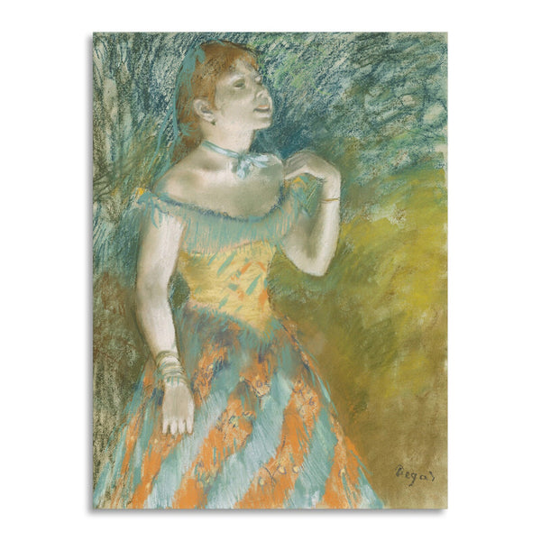 Quadro Stampa su Tela con Telaio in Legno Edgar Degas - The Singer in Green
