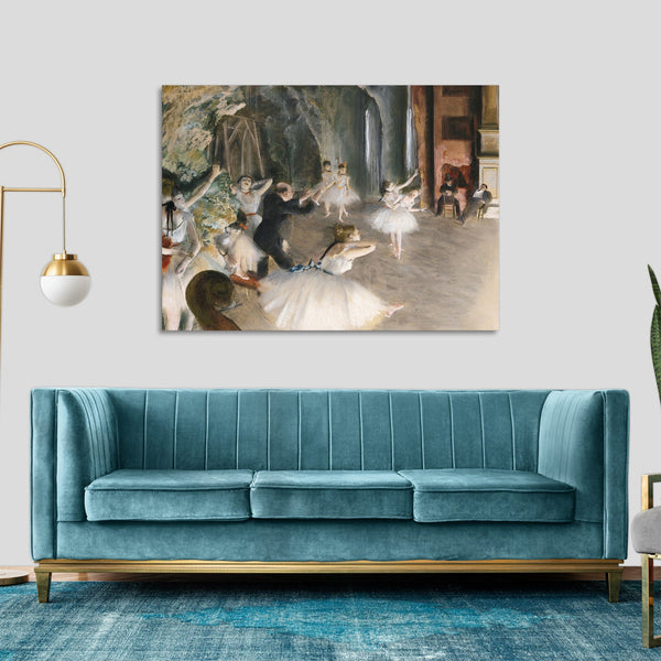 Quadro Stampa su Tela con Telaio in Legno Edgar Degas - The Rehearsal Onstage