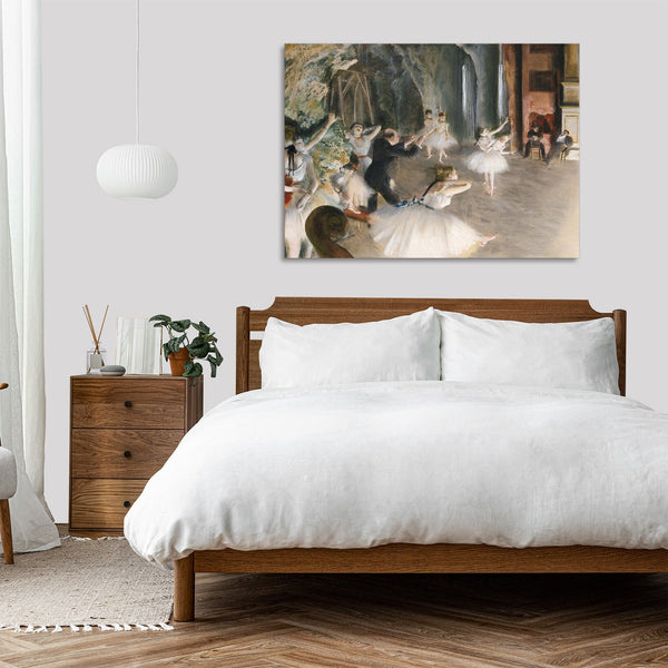 Quadro Stampa su Tela con Telaio in Legno Edgar Degas - The Rehearsal Onstage