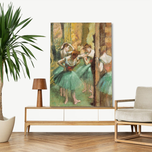 Quadro Stampa su Tela con Telaio in Legno Edgar Degas - Dancers, Pink and Green