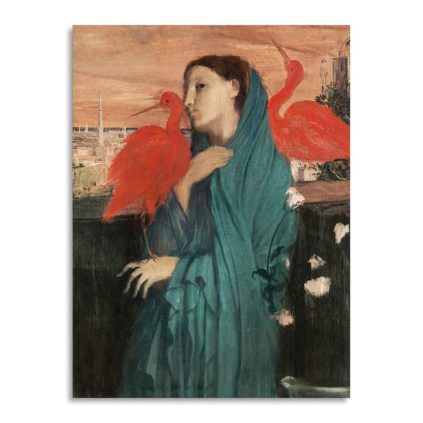 Quadro Stampa su Tela con Telaio in Legno Edgar Degas - Young Woman with Ibis