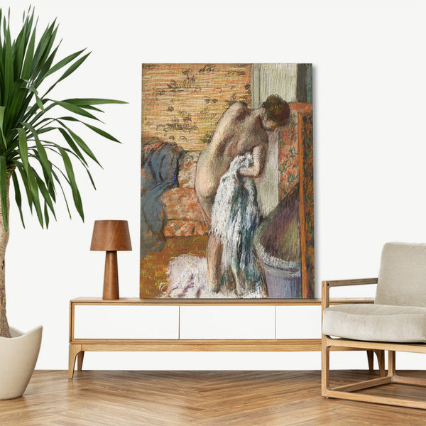 Quadro Stampa su Tela con Telaio in Legno Edgar Degas - Naked woman in bed. Retiring