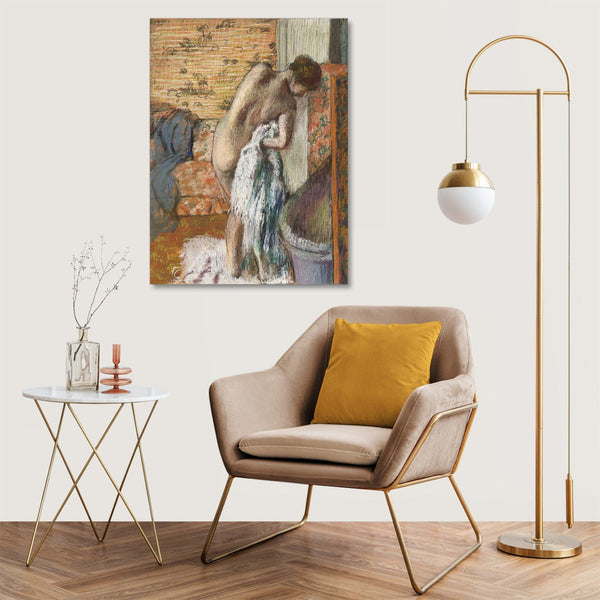 Quadro Stampa su Tela con Telaio in Legno Edgar Degas - Naked woman in bed. Retiring