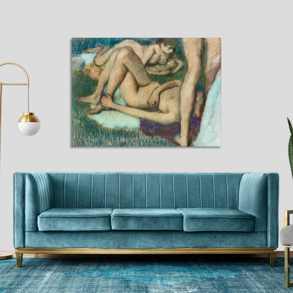Quadro Stampa su Tela con Telaio in Legno Edgar Degas - Naked women
